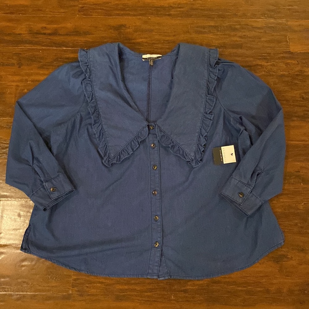 Eloquii Blue Button Down Shirt